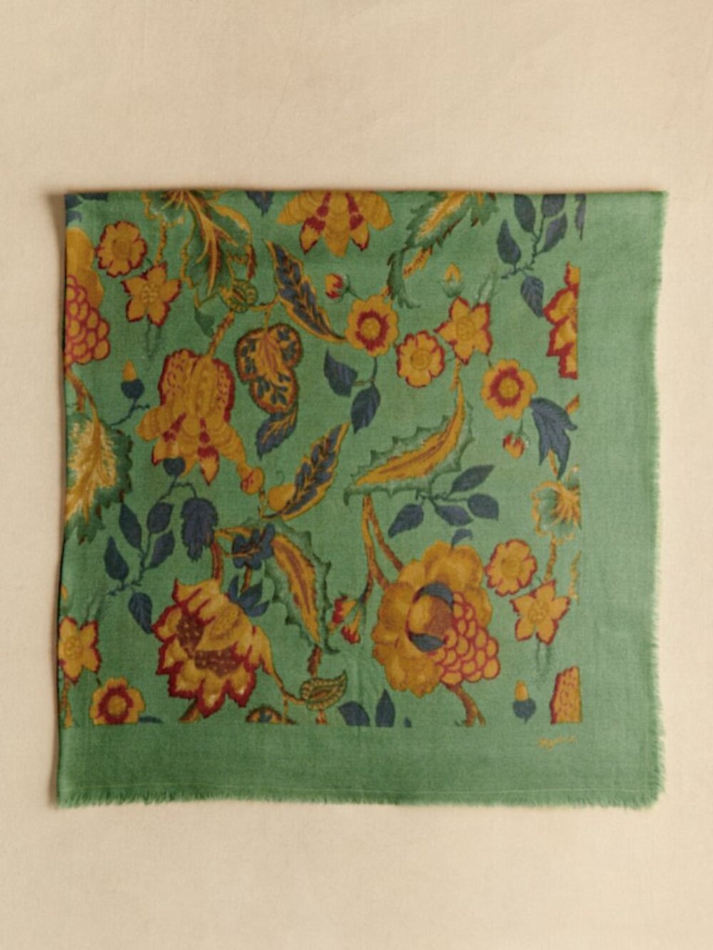 Sézane NWT Pio Scarf in Sea Green/Retro Flowers - Picture 2 of 4